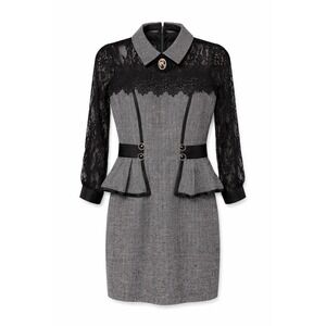 Floriday Dark Academia Lace Midi Dress Women Sz XS Victorian Gothic Office Siren